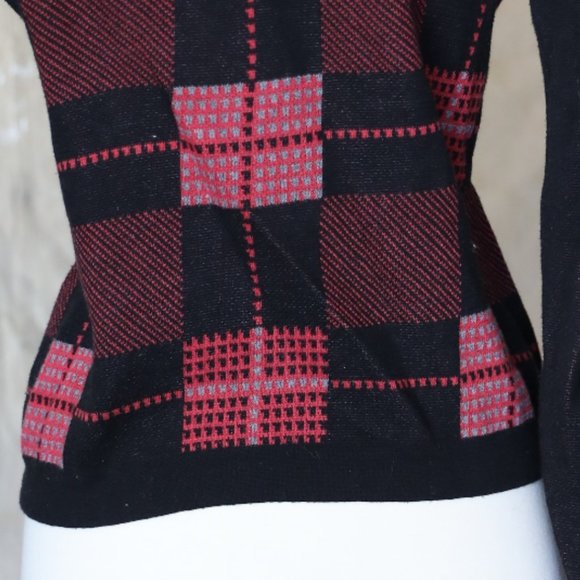 Caslon black/red/pink plaid zip up sweater hoodie - Picture 9 of 9